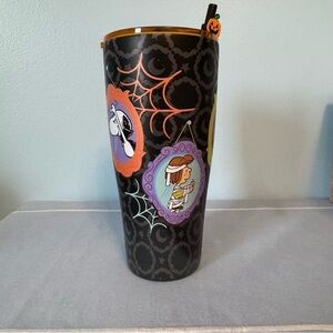 New Peanuts Black 30 Oz Tumbler & Straw with Halloween Graphics